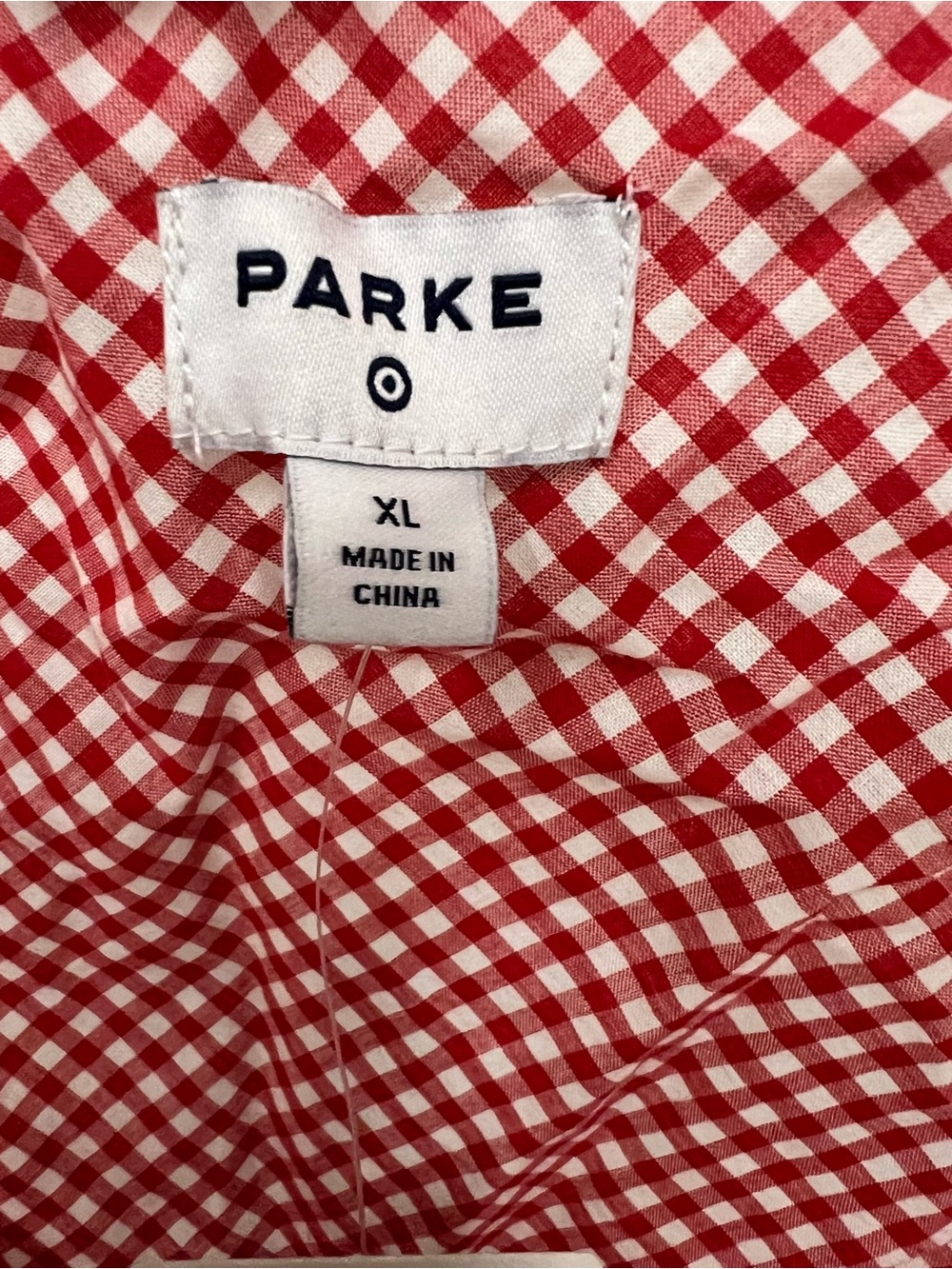 Parke Red Gingham Ruffle Button-Front Blouse NEW Size X-Large - Picture 2 of 4